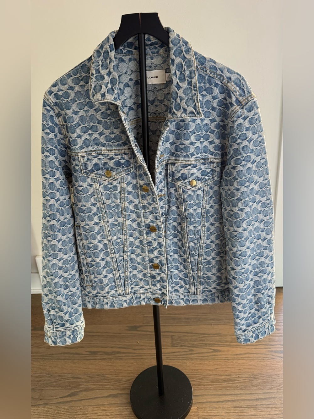 Coach Signature Jacquard Trucker Jacket - Light Blue